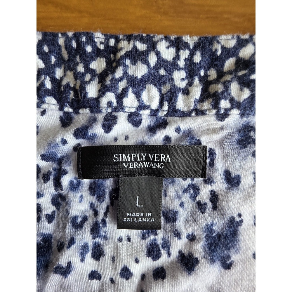 Simply Vera Women's Sleeveless Top Blue White Print Size Large - Picture 2 of 10